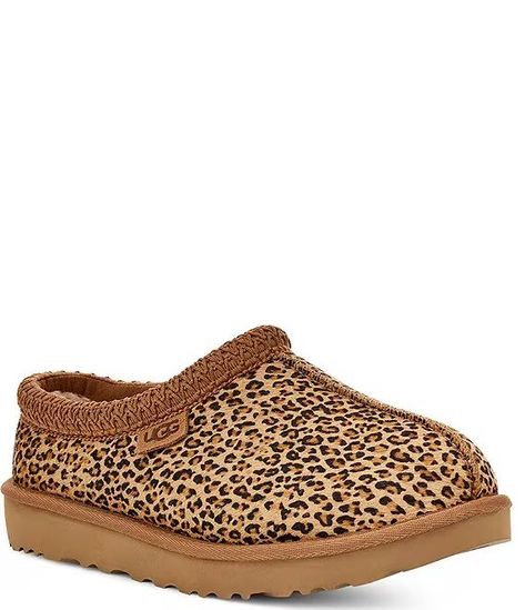 Tasman Speckles Leopard Print Calf Hair Clog Slippers | Dillard's Cheetah Print Uggs, Advertisement Ideas, Ugg Scuffette, Ugg Tasman Slippers, Classic Slippers, Pink Slippers, Twinkle Toes, Ugg Tasman, Xmas List