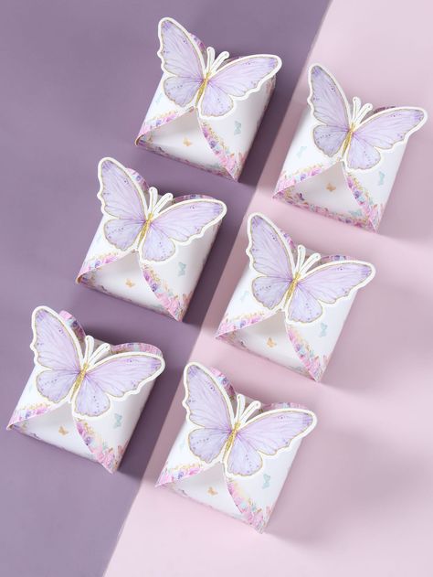 Multicolor  Collar  Paper   Embellished   Event & Party Supplies Candy Bar Bags, Butterfly Birthday Party Decorations, Butterfly Birthday Theme, Cookies Box, Cookie Gift Box, Butterfly Birthday Party, Candy Gift Box, Paper Candy, Gift Wrap Box