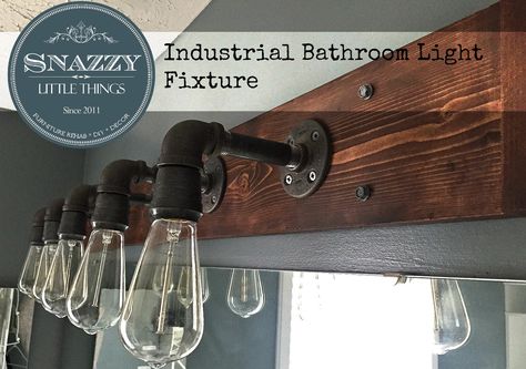 Industrial Light Fixtures Bathroom, Industrial Bathroom Lighting, Industrial Vanity Light, Color Walls, Diy Industrial Lighting, Industrial Vanity, Industrial Diy, Lighting Diy, Diy Lampe