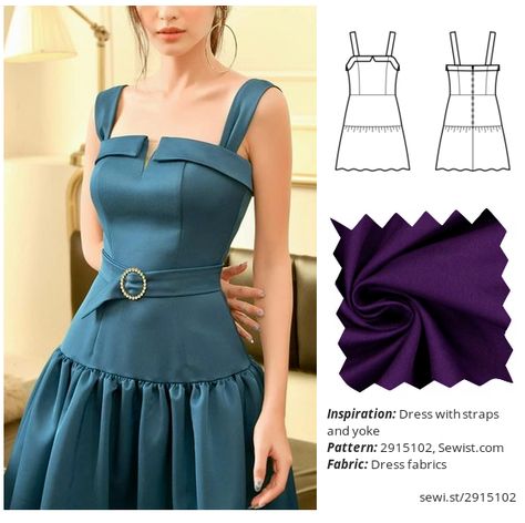 Dress with straps and yoke Women Clothing Dress Sewing Pattern Sewist Fashion Design Ideas, Clothing Sewing Patterns, Ideas For Sewing, Costume Making, Watercolor Flower Background, Yoke Dress, Design Clothing, Flower Background, Illustration Fashion Design