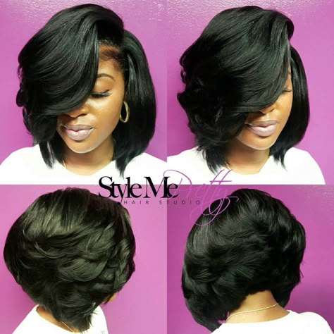 Voluminous Side-Parted Black Bob Haircuts Women, Black Bob Hairstyles, Pelo Afro, Hairstyle Gallery, Relaxed Hair, Short Styles, Bob Haircuts, Girl Hair, Love Hair