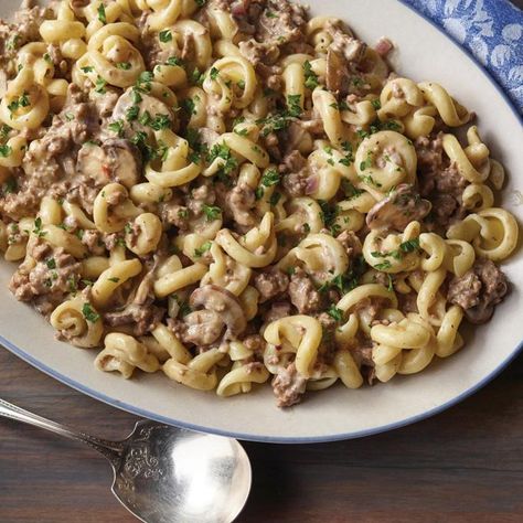 One Pan Brisket Stroganoff Recipe from H-E-B Brisket Stroganoff, Heb Recipes, Brisket Burger, Stroganoff Recipe, Beef Stroganoff, Recipe Ingredients, Beef Brisket, Cooking Prep, One Pan