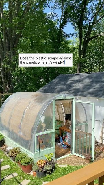 Kim on Instagram: "The ends of the metal cattle panels need covered so they don’t poke the plastic, but the sides are just fine. . . . #summerbreeze #summerbreezeopenair #diygreenhouse #backyardliving" Cattle Panel Hoop House, Cattle Panel Greenhouse, Greenhouse Living, Butterfly Farm, Hoop House, Texas Garden, Conservatory Greenhouse, Cattle Panels, Property Ideas