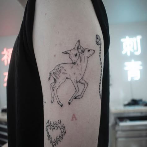 Two Headed Goat Tattoo, Two Headed Fawn, Unholy Tattoo, Fawn Tattoo, Vampire Tattoo, Sick Tattoo, Deer Tattoo, Calf Tattoo, Head Tattoos