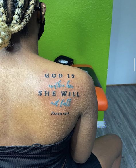 Psalms Tattoos For Women, Psalm 46 5 Tattoo, Cute Tattoos With Meaning, 5 Tattoo, Arm Sleeve Tattoos For Women, Black Girls With Tattoos, Arm Sleeve Tattoos, Psalm 46, Girls With Tattoos