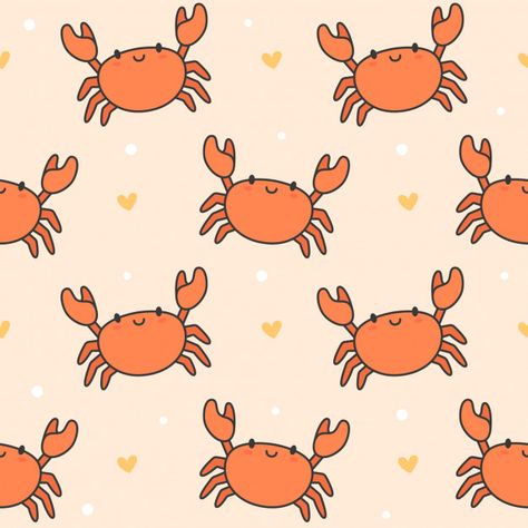 Cute crab seamless pattern background Premium Vector Cute Seamless Pattern, Background Cute, Seamless Background, Pattern Background, Pattern Wallpaper, Seamless Pattern, Crab, Premium Vector, Pattern