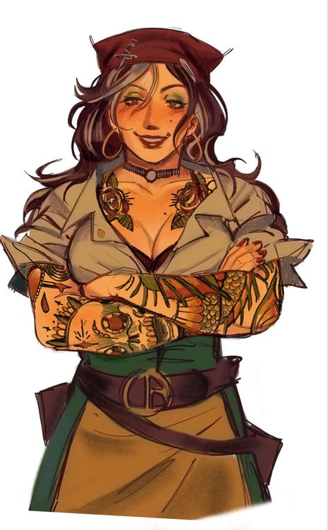 Pirate Reference Character Design, Pirate Crew Character Design, Character Design Ideas Male, Dnd Swashbuckler, Pirate Dnd Character, Older Woman Character Design, Mom Character Design, Pirate Character Art, Dnd Character Design Female