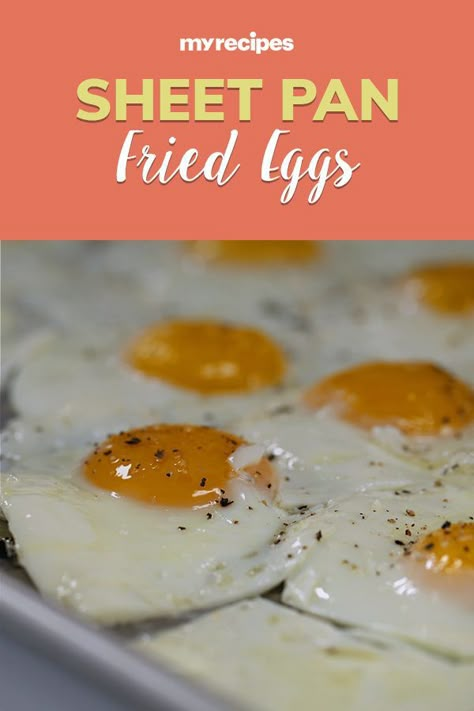 Over Medium Eggs In Oven, Oven Cooked Eggs, Baked Fried Eggs, Fried Eggs For A Crowd, Sheet Pan Fried Eggs, Sheet Pan Eggs Baking, Oven Fried Eggs, Over Easy Eggs In Oven, How To Bake Eggs In The Oven