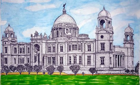 Kolkata artist creation.. Victoria Memorial Sketch, Victoria Memorial Kolkata Sketch, Kolkata Sketch, Victoria Memorial Kolkata, Victoria Memorial, Sketches Pencil, Inspiration Painting, Architecture Design Sketch, Art Drawings Sketches Pencil