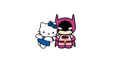 Hello Kitty And Batman Couple, Batman And Hello Kitty, Batman Hello Kitty, Hello Kitty Batman, Polaroid Picture Frame, Batman Comic Wallpaper, Batman Love, Pink Wallpaper Hello Kitty, Drawings For Boyfriend