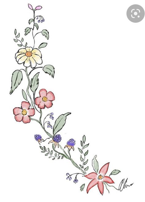 Easy Flower Vine Drawings, Flower Drawing Tumblr, Flower Vine Tattoos, Tumblr Flower, Cute Flower Drawing, Drawing Borders, Vine Drawing, Simple Flower Drawing, Blue Rose Tattoos