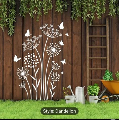 Stem Template, Backyard Fence Decor, Leaf Templates, Easy Fence, Garden Fence Art, Garden Fences, Wall Fence, Garden Mural, Garden Posts