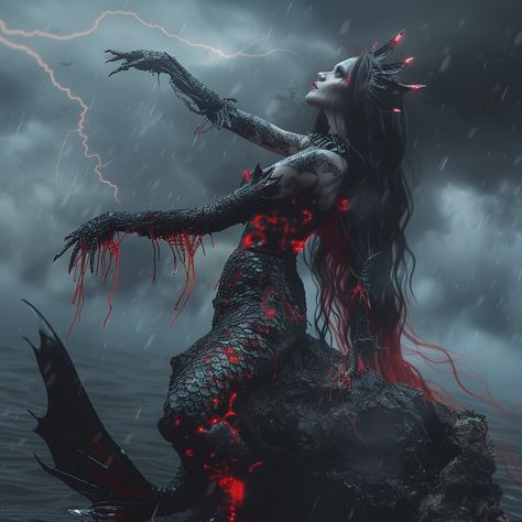 Evil Siren challenge Nominated by @_queenbabii_ wifey I nominate anyone who wants to join Gothic Mermaid Art, Red Mermaid Aesthetic, Siren Artwork, Evil Siren, Siren Queen, Siren Art, Queen Mermaid, Gothic Mermaid, Dark Mermaid