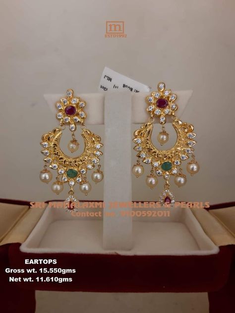 Chandh Balies Gold Earrings, Chandbali Necklace Set Gold, Chandbalis Earrings Gold, Eyerings Gold Design, Light Weight Chandbali Earrings Gold, Gold Chandbali Earrings Design, Chandbali Earrings Gold Latest, Gold Chandbali Earrings, Chandbali Earrings Gold