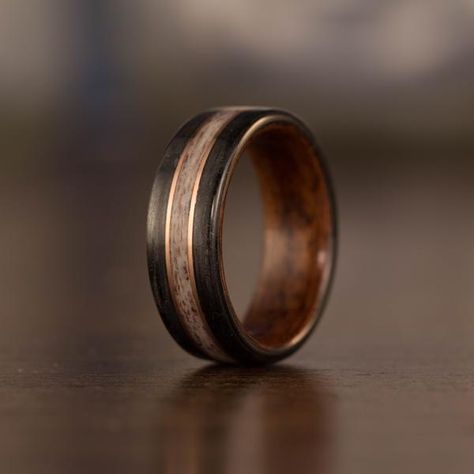 Rustic Mens Rings, Wood Wedding Ring Mens, Copper Wedding Band, Wedding Bands For Men, Wooden Wedding Bands, Rustic Wedding Bands, Women's Wedding Bands, Double Rose, Whiskey Barrels