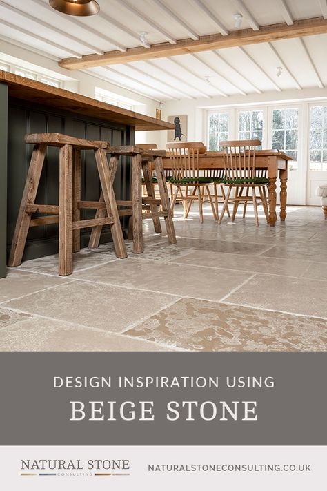 Beige Stone Floor Living Room, Beige Stone Flooring, Stone Flooring Living Room, Belgian Limestone Floor, Large Format Limestone Flooring, Honed Limestone Flooring, Umbrian Limestone Flooring, Natural Stone Kitchen, Wooden Barn Doors