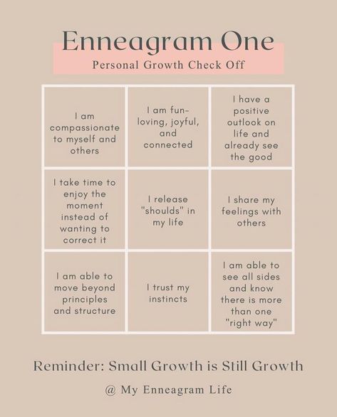 enneagram 1s + 9s on Instagram: “Check out this fun personal enneagram growth bingo from @myenneagramlife! ✅ I just discovered her account a few days ago and, wow, she…” Enneagram 9 Growth, Enneagram 1, Enneagram 9, Personality Psychology, Nothing Personal, Enneagram Types, Human Design, Infp, Type 1