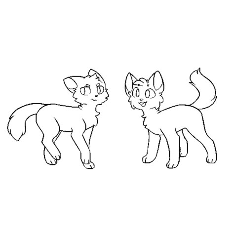 Warrior Cats Kit Base, Warrior Cat Sketch Base, F2u Warrior Cat Base, Warrior Cats Sketches Drawings, Warrior Cat Lineart, Couple Base, Animal Base, Animal Couple, Cats Drawings