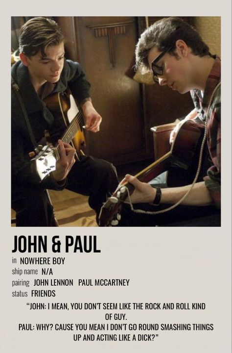 Nowhere Boy, John Lennon Paul Mccartney, Thomas Sangster, Movie Titles, John Paul, Film Posters, Aesthetic Movies, Paul Mccartney, Marvel Movies