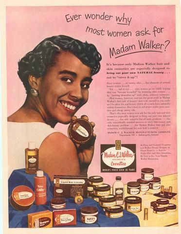 Madam CJ Walker 1950s Advertisement Makeup For Darker Skin, Light Olive Skin, 1950s Makeup, Madam Cj Walker, 50s Makeup, Vintage Makeup Ads, Makeup History, Darker Skin Tones, African American Makeup