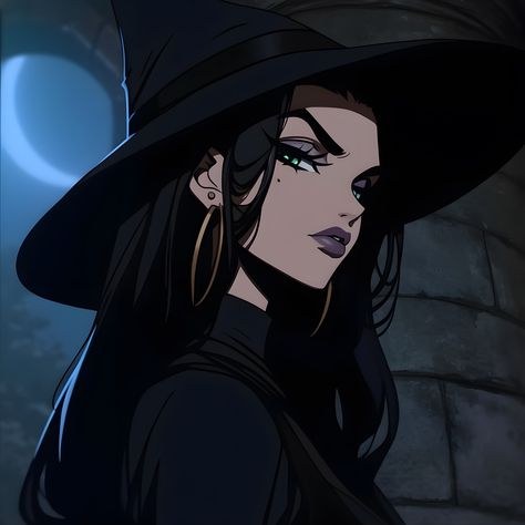 Witch Profile Picture, Witch Profile, Profile Picture Aesthetic, Pfps Icons, Edits Aesthetic, Gothic Glam, Pfp Anime, Moon Photography, Gothic Anime