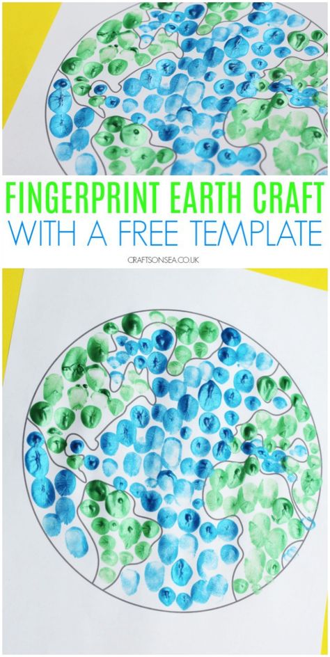 earth day crafts for kids preschool fingerprint activity #kidscrafts #preschool Preschool Earth Crafts, Continent Crafts For Kids, Recycling Activities For Kids Preschool, Environment Day Activities For Kids, Environment Crafts For Kids, Recycling Crafts Preschool, Fingerprint Activity, Earth Day Crafts For Kids, Crafts For Kids Preschool