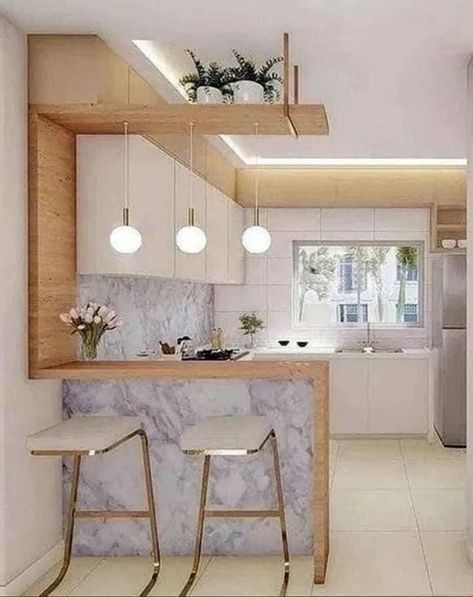 Kitchen Counter Design, Kitchen Bar Counter, Model Dapur, Kitchen Bar Design, Desain Pantry, Kitchen Interior Design Decor, Counter Design, Kitchen Design Plans, Kitchen Room Design