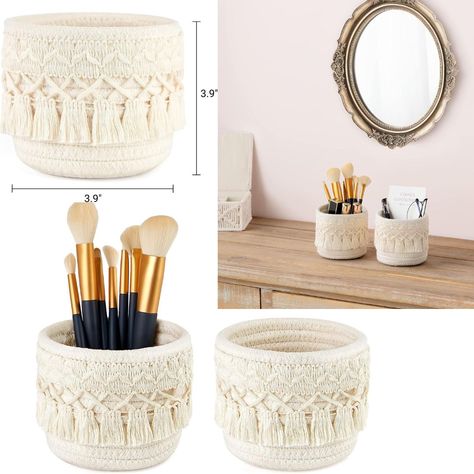 Perfect Size: 3.9 x 3.9 inches. Make grabbing cosmetics brush quicker and keep them organized. Perfect for storing makeup brushes, eyebrow pencils, eye lip liners, eyebrow razors. Multi-Use: Makeup brush storage is not only a makeup organizer, it can also be used as pens holder in your study or office. Sapce Saving, and keeps brushes or pens neatly organized. Great for bedroom,office, kitchen,bathroom. #ad Storing Makeup Brushes, Makeup Brush Storage, Mini Storage, Makeup Brush Holders, Pencil Boxes, It Cosmetics Brushes, Brush Holder, Pencil Holder, Basket Sets