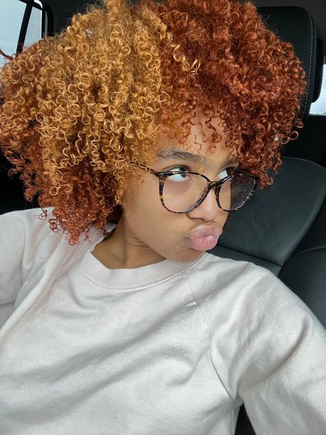 Light Brown 4c Natural Hair, Ginger Hair With Blonde Highlights Black Women, 4c Hair Color Ideas, Red Hair Dye Colors, Hair Stripes, Dyed Curly Hair, Natural Red Hair, Cute Hair Colors, Dyed Red Hair