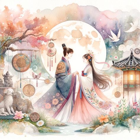 Korean Mythology Creatures, Myths About Love, Ancient Korean Art, Love In Korean, Korean Mythology, Korean Love, Ancient Korea, Filial Piety, Fantasy Au