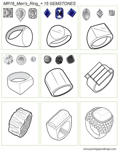 Ring Drawing Reference, How To Draw A Ring, Sketching Process, Ring Template, Jewellery Drawing, Ring Drawing, Ring Sketch, Gem Drawing, Jewelry Template