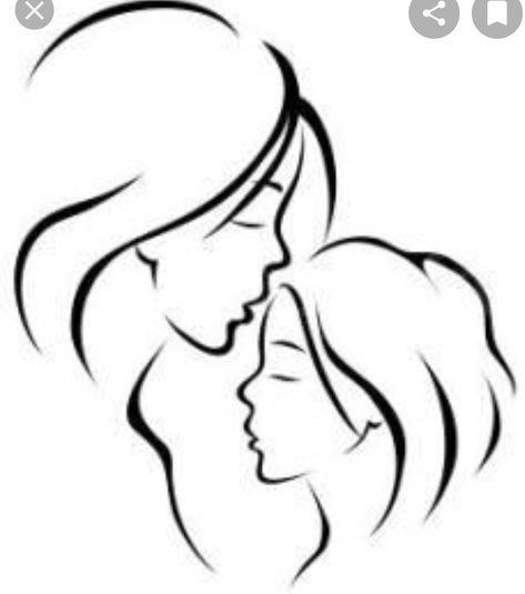 Mother And Daughter Drawing, Mothers Day Drawings, Mom Drawing, Mother Daughter Art, Wal Art, Mother Art, Mother Daughter Tattoos, Tattoos For Daughters, Sketches Easy