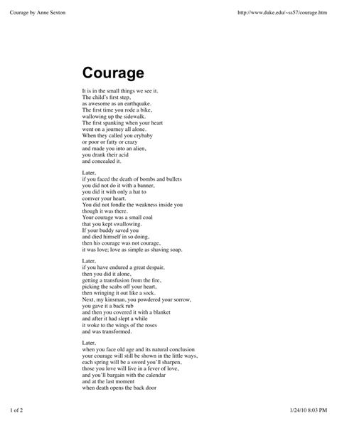 Courage By Anne Sexton, Poems About Courage, Courage Poem, Anne Sexton Poems, Deep Meaningful Poems, Anne Sexton, Meaningful Poems, Courage Quotes, Poetry Inspiration