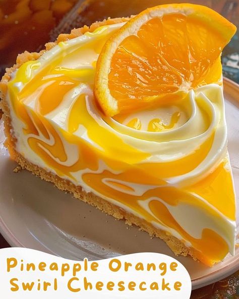 Orange Swirl Cheesecake, Orange Desserts Aesthetic, Orange Dessert, Fancy Desserts Recipes, Swirl Cheesecake, Yummy Cheesecake, Digital Food, Pokemon Wallpaper, Cream Cheese Recipes