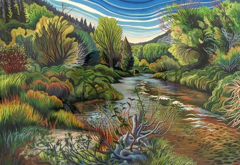 Phyllis Shafer Phyllis Schafer, Phyllis Shafer, Lined Drawing, Fantastical Landscapes, Nature Landscape Art, Drawing Trees, Art Of Healing, Emily Carr, Draw Together