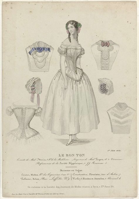 1850s Fashion, 1800s Fashion, 19th Century Fashion, History Fashion, Bon Ton, Century Clothing, Victorian Clothing, Victorian Women, Period Costumes