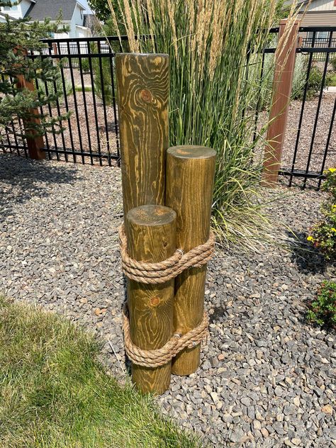 Nautical Pilings, Rustic Mailbox, Rustic Mailboxes, Rope Fence, Driftwood Stain, Sea Garden, Manila Rope, Stain Wood, Wood Sealer