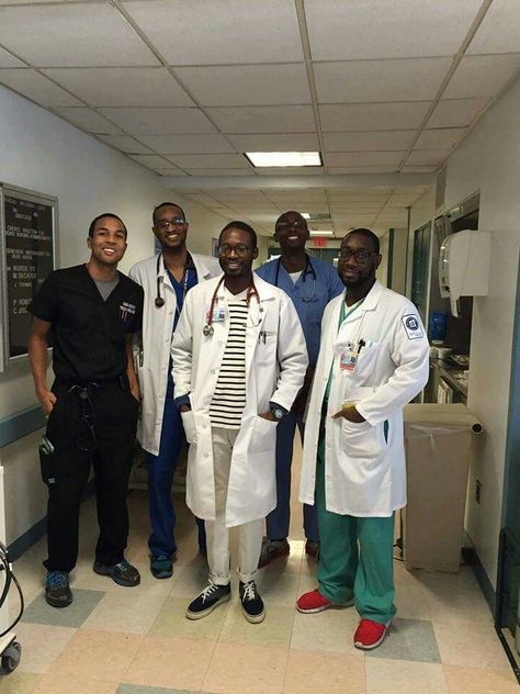 Had to post this picture showing an anesthesiologist, a emergency medicine doctor, two internists and a rehabilitation doctor. What if positive Black male images like this were the norm for the media to display? Beautiful to behold! Black Appreciation, Black Doctor, 1950s Jacket Mens, Black Success, Black Movement, Black Kings, Green Cargo Jacket, Black Fact, Unapologetically Black