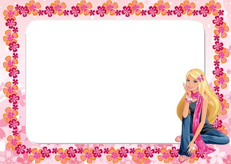 Barbie Notebook Label, Name Slips For Notebook, Barbie Frame, Tag Barbie, Printable Barbie, Batman Invitations, Barbie Png, Lego Friends Party, Barbie Invitations