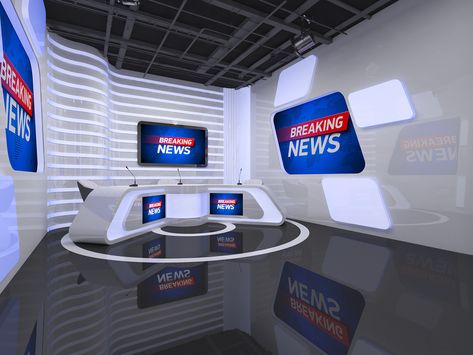 Tv News Studio Set Design, Tv Studio Design, Estudio Podcast, Mall Kiosk, Tv Set Design, Tv Studio, Bamboo Structure, Free Green Screen, Tv Program