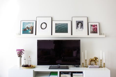 Picture Ledge Around Tv, Picture Ledge Over Tv, Photo Wall Above Tv, Picture Ledge Tv Wall, Photo Ledge Above Tv, Photos Above Tv, Picture Ledge Above Tv, Styling Tv Console, Pictures Above Tv