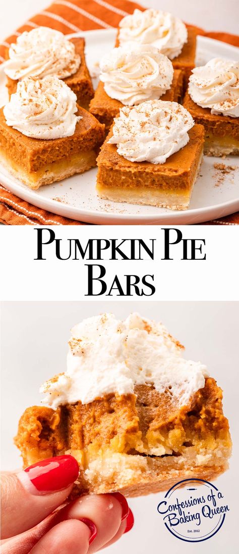 Impress your friends and family with these delicious pumpkin pie bars! Follow our step by step guide for the perfect fall dessert. Pumpkin Pie Bars Gluten Free, Pumpkin Pie Bars With Pie Crust, Pumpkins Bars Recipes, Pumpkin Bars 8x8 Pan, Pumpkin Bars Recipe Easy, Pumpkin Crumble Bars, Pumpkin Pie Squares, Healthy Pumpkin Pie Bars, Pumpkin Spice Bars