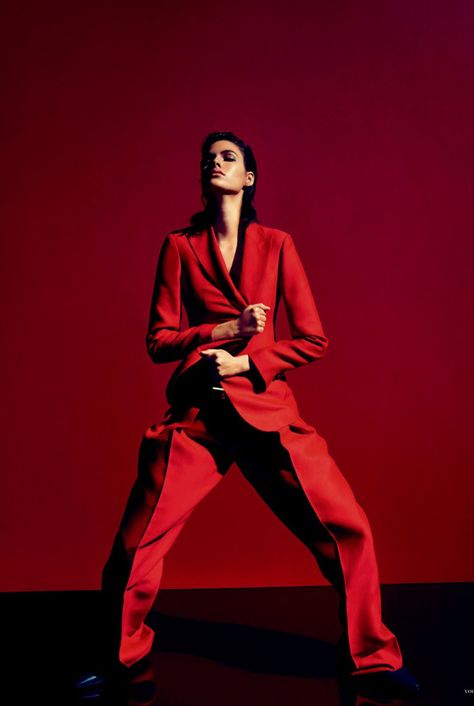 Playing With Fire: Vanessa Moody By Camilla Akrans For Vogue Germany February 2015 Vanessa Moody, Red Studio, Red Photography, Vogue Germany, Red Suit, Fashion Photography Editorial, 2015 Fashion, Fashion Poses, Dandy