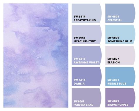 Purple Walls Blue Ceiling, Blue And Purple Playroom, Bluish Purple Paint Colors, Sherwin Williams Purple Bedroom, Purple Pastel Bedroom, Blue Purple Paint Color, Purple Sherwin Williams Paint, Sherwin Williams Purple, Sherwin Williams Purple Paint Colors