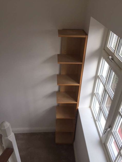 https://www.freelywheely.com/listing/item/ikea-billy-corner-extension Ikea Corner Bookcase, Billy Corner Bookcase Hack, Ikea Billy Corner, Billy Hack, Ikea Billy Hack, Billy Ikea, Staging Ideas, House Tips, Ikea Shelves