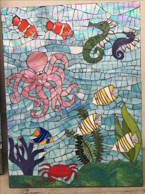 Mosaic Sea Life, Mosaic Designs Pattern, Mosaic Beach, Mosaic Sea, Free Mosaic Patterns, Children's Clinic, Mosaic Tiles Crafts, Mosaic Pots, Mosaic Inspiration