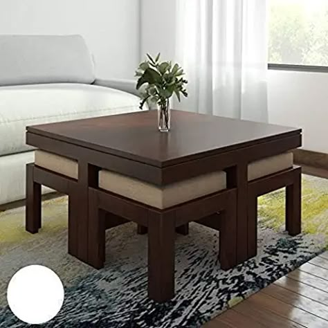 Amazon.in : center table Center Coffee Table, Coffee Table With Stools, Centre Table Design, Centre Table Living Room, Modern Wood Coffee Table, Center Table Living Room, Living Room Center, Wooden Sofa Set, Centre Table