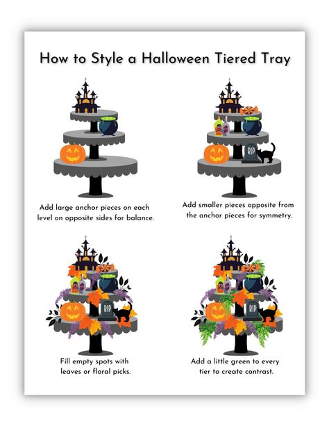 Halloween 3 Tier Tray, Tired Tray Decor Halloween, Halloween Teared Tray, Tiered Tray Birthday Decor, Halloween 3 Tiered Tray Decor, Halloween Tiered Tray Ideas, Halloween Kitchen Ideas, Tiered Tray Ideas, October Images