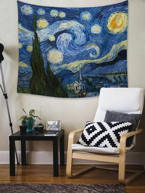 Van Gogh Tapestry, Starry Night Painting, Vincent Van Gogh Art, Artwork Gifts, Van Gogh Art, Printed Cushion Covers, Night Painting, Printed Cushions, Printed Tapestries