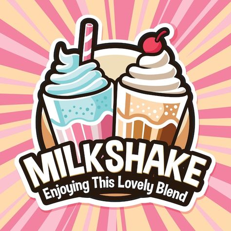 Shake Logo Design, Shake Logo, Milk Logo, Chocolate And Strawberry, Milk Shake, Flavored Milk, Chocolate Strawberry, Food Truck, Premium Vector